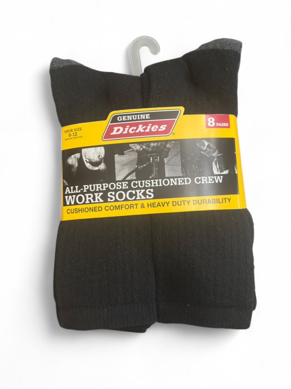 NWT Black Cushioned Crew Work Socks (8-Pack)